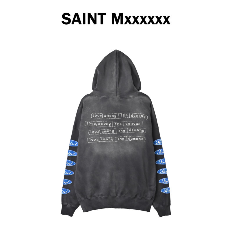 Saint Blue Logo Black Hoodie Tracksuit Set view