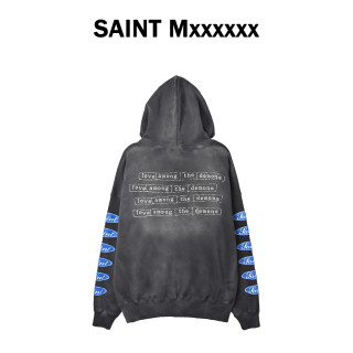 Saint Michael Saint Oval Logo Washed Hoodie - Faded Black view 2