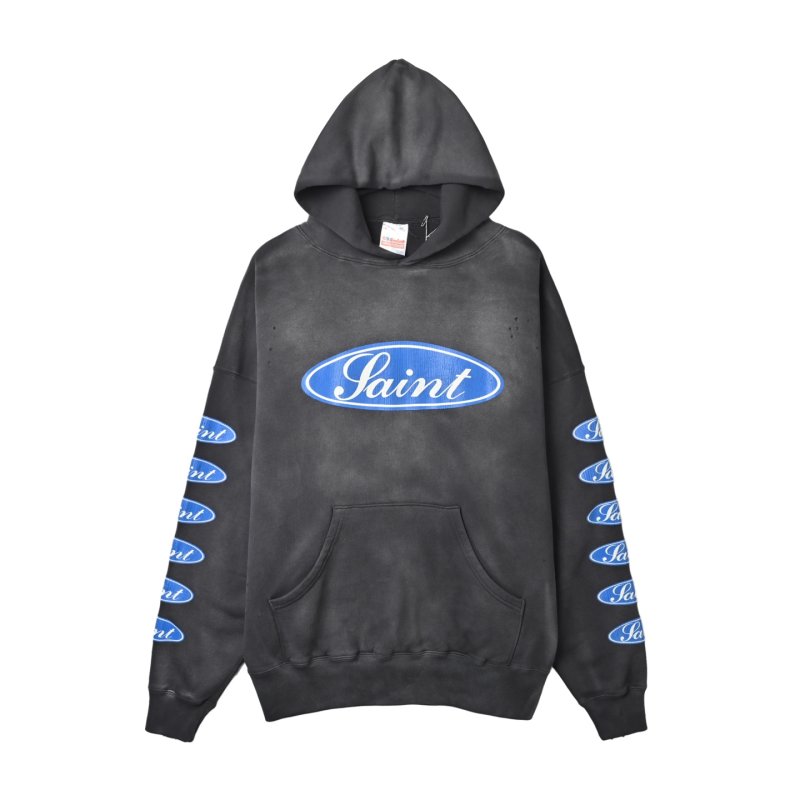 Saint Blue Logo Black Hoodie Tracksuit Set view
