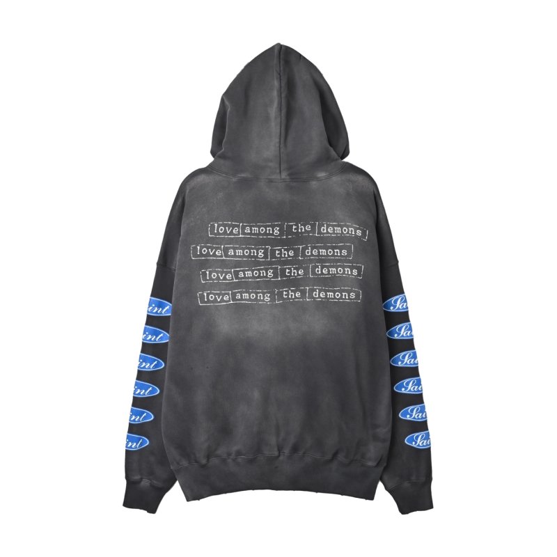 Saint Blue Logo Black Hoodie Tracksuit Set view