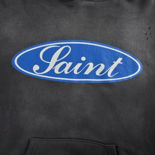Saint Michael Saint Oval Logo Washed Hoodie - Faded Black view 6