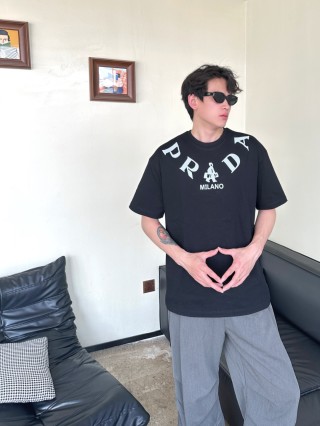 Prada Milano Arched Logo T-Shirt - Black