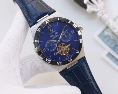Omega Constellation Tourbillon Leather Watch - Black/Rose Gold view 4