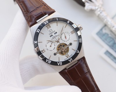 Omega Constellation Tourbillon Leather Watch - Black/Rose Gold view 5