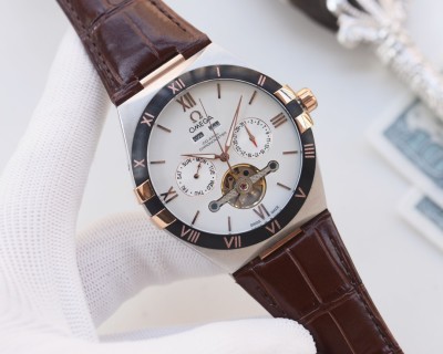 Omega Constellation Tourbillon Leather Watch - Black/Rose Gold view 6