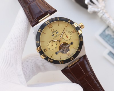 Omega Constellation Tourbillon Leather Watch - Black/Rose Gold view 8