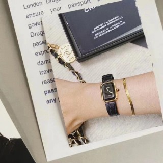 Chanel Premiere Vintage Octagonal Leather Watch - Black/Gold view 7