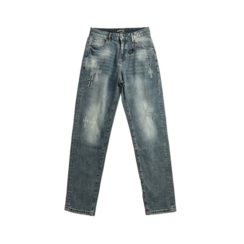 Light Wash Distressed Straight Leg Jeans view