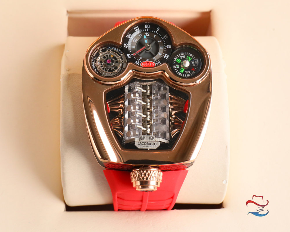 Jacob & Co Bugatti Tourbillon Engine Watch - Black/Red view