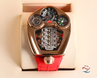 Jacob & Co Bugatti Tourbillon Engine Watch - Black/Red view 5