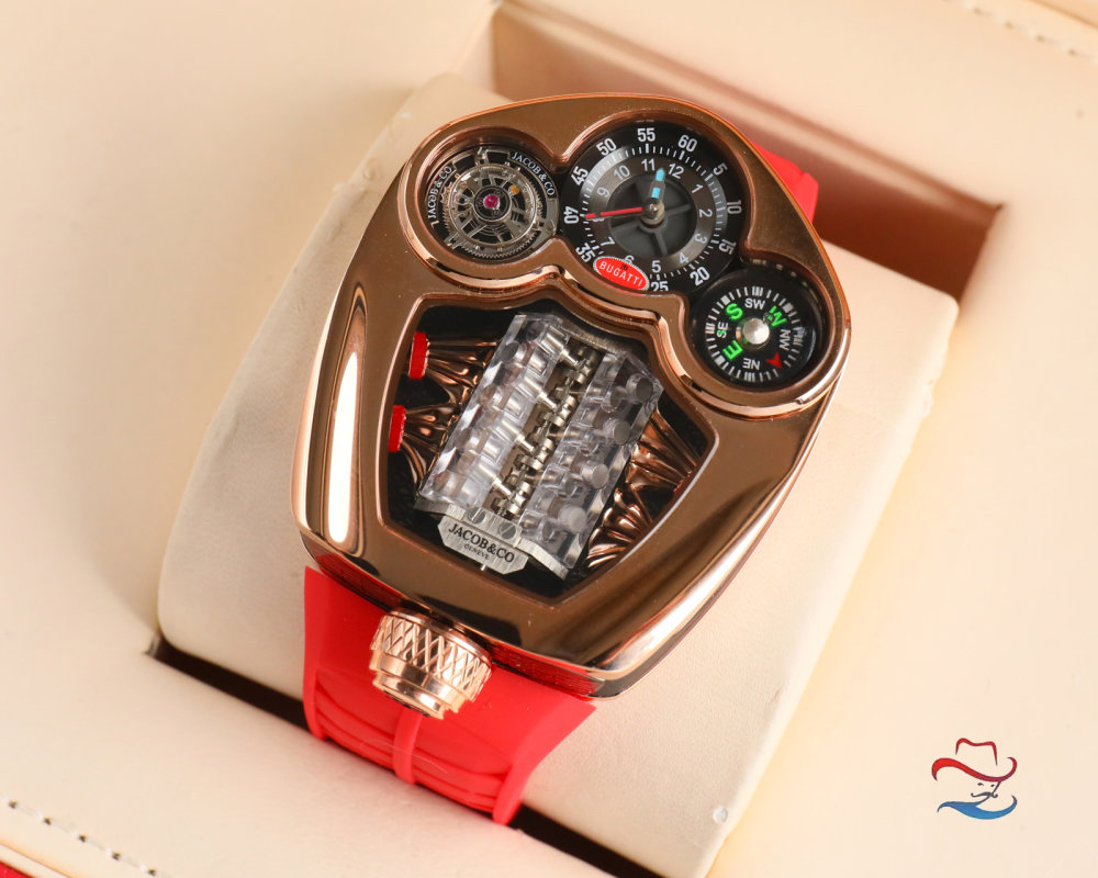 Jacob & Co Bugatti Tourbillon Engine Watch - Black/Red view