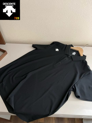 Descente Ice-Silk Logo Polo Shirt - Black/Navy/Khaki view 4