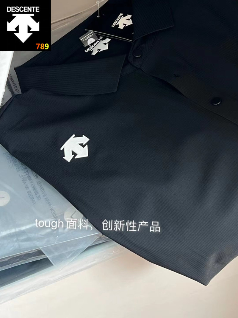 Descente Ice-Silk Logo Polo Shirt - Black/Navy/Khaki view