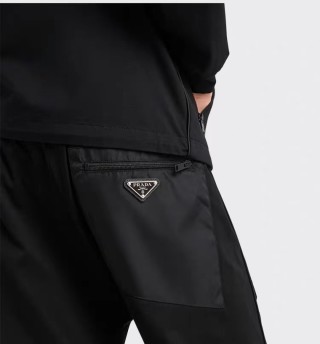 Prada Re-Nylon Triangle Logo Track Pants - Black