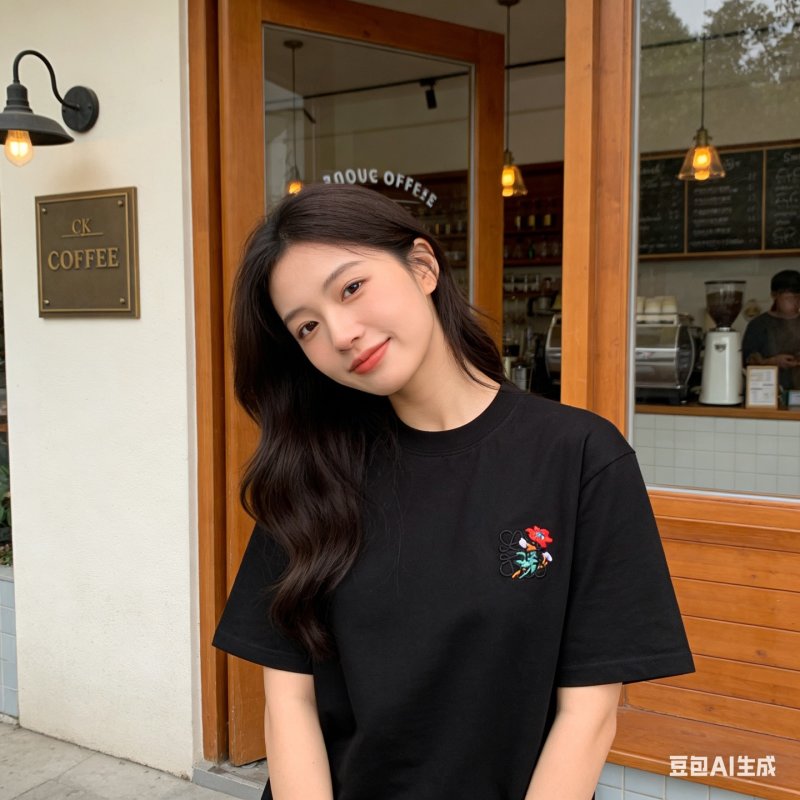 Black Floral Embroidered Short Sleeve T-Shirt view
