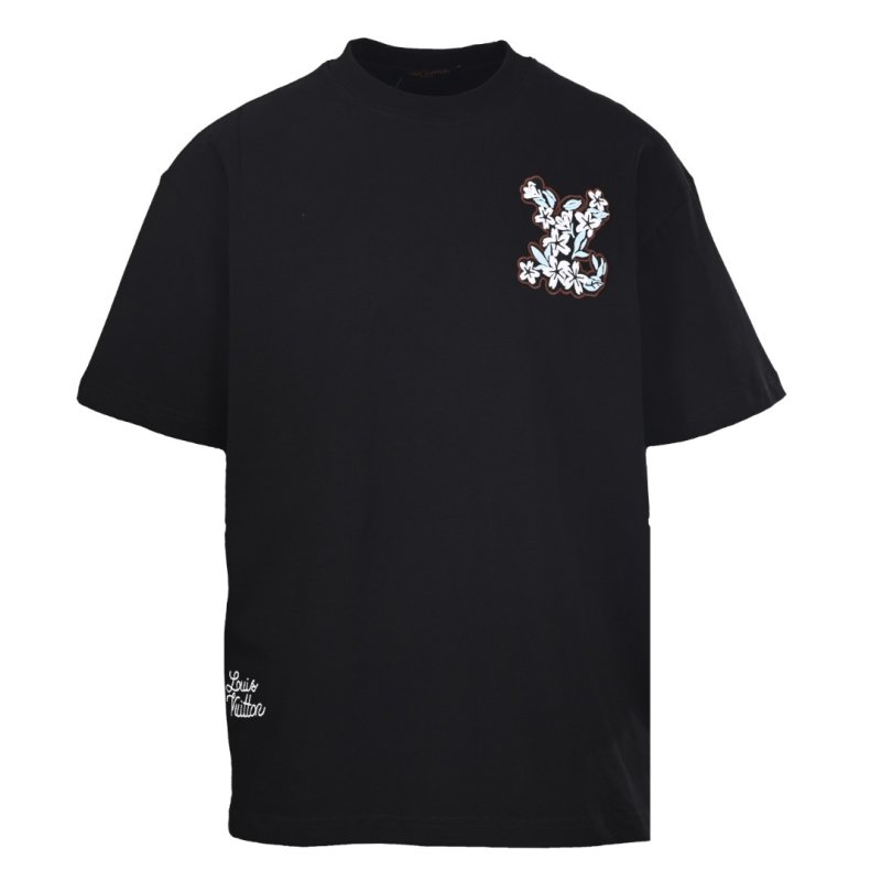Louis Vuitton Embroidered Logo Black T-Shirt