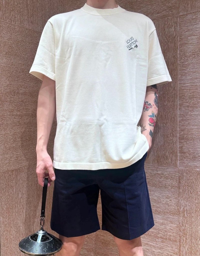 Cream Short Sleeve T-Shirt with Minimal Chest Logo view
