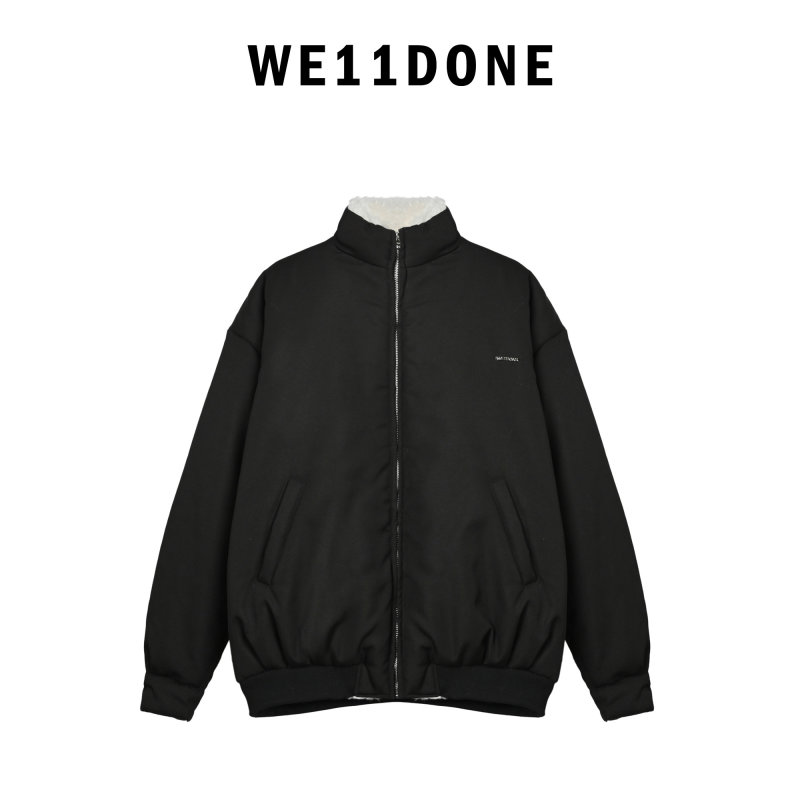 WE11DONE 24FW Sheepskin Collar Puffer Jacket Black