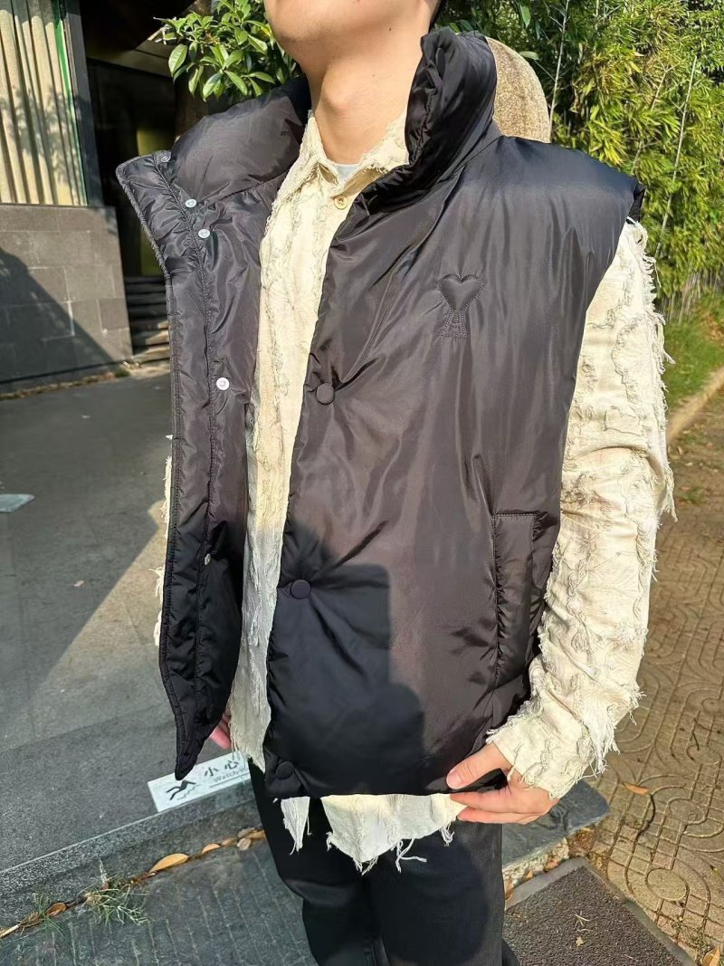 Black Oversized Down Puffer Vest Jacket view