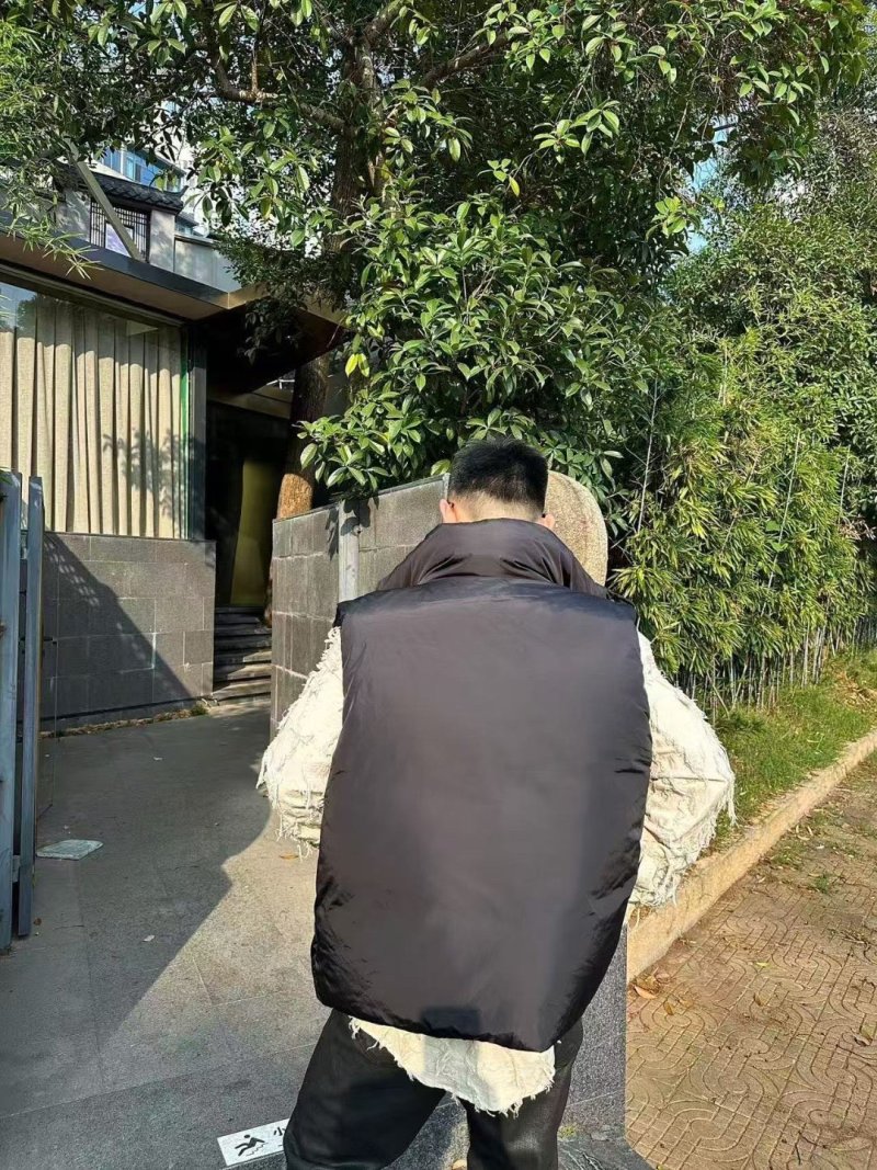 Black Oversized Down Puffer Vest Jacket view