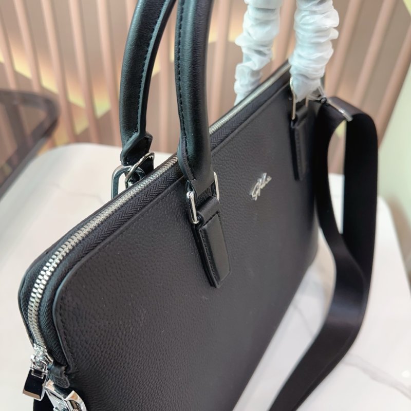 Black Leather Business Briefcase Messenger Bag view