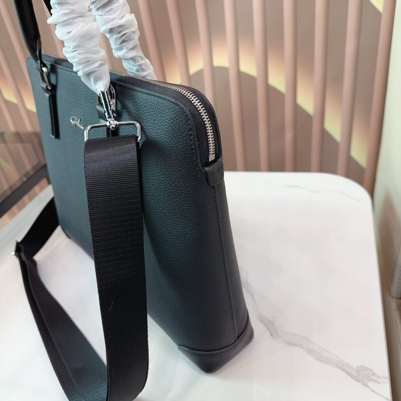 Black Leather Business Briefcase Messenger Bag view