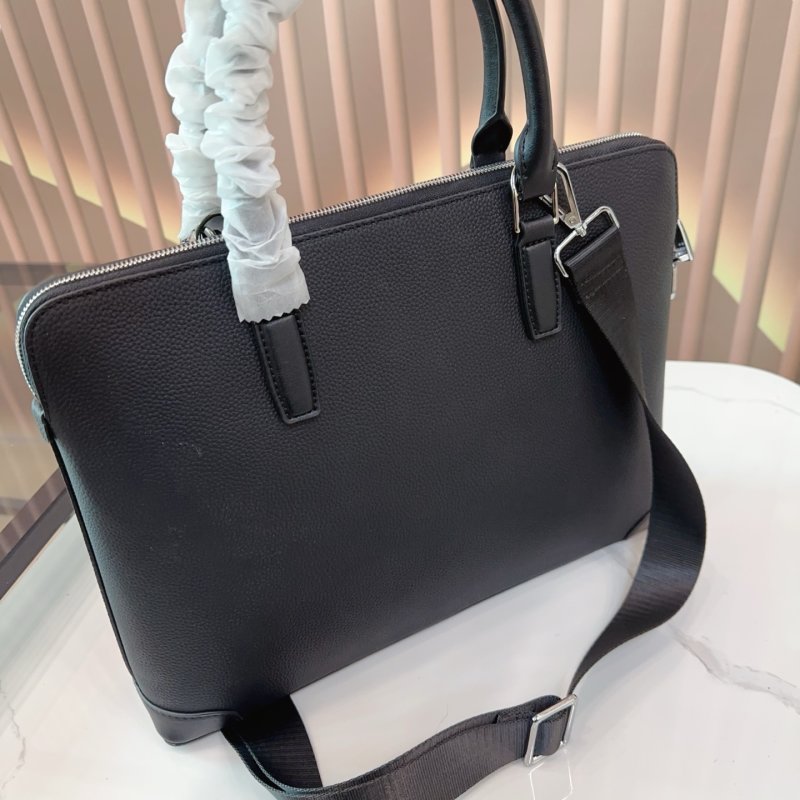 Black Leather Business Briefcase Messenger Bag view