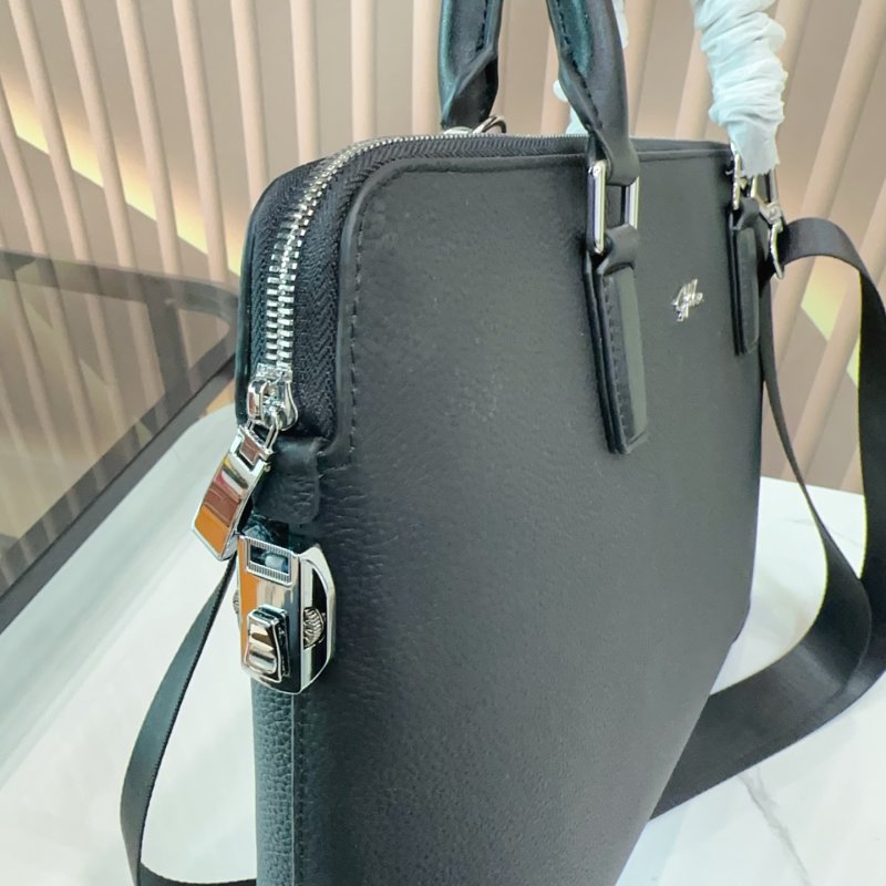 Black Leather Business Briefcase Messenger Bag view