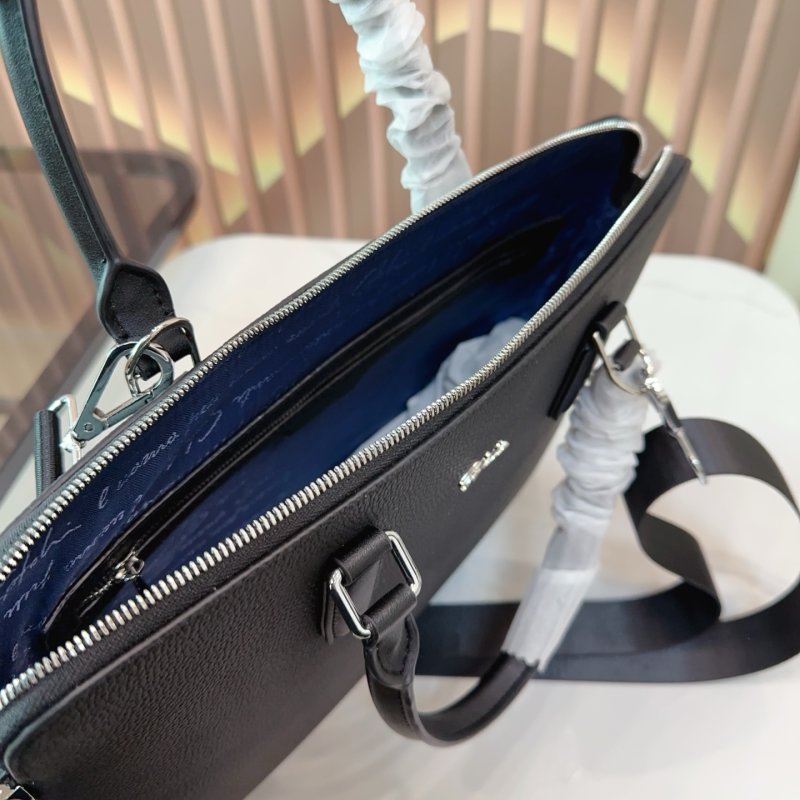 Black Leather Business Briefcase Messenger Bag view