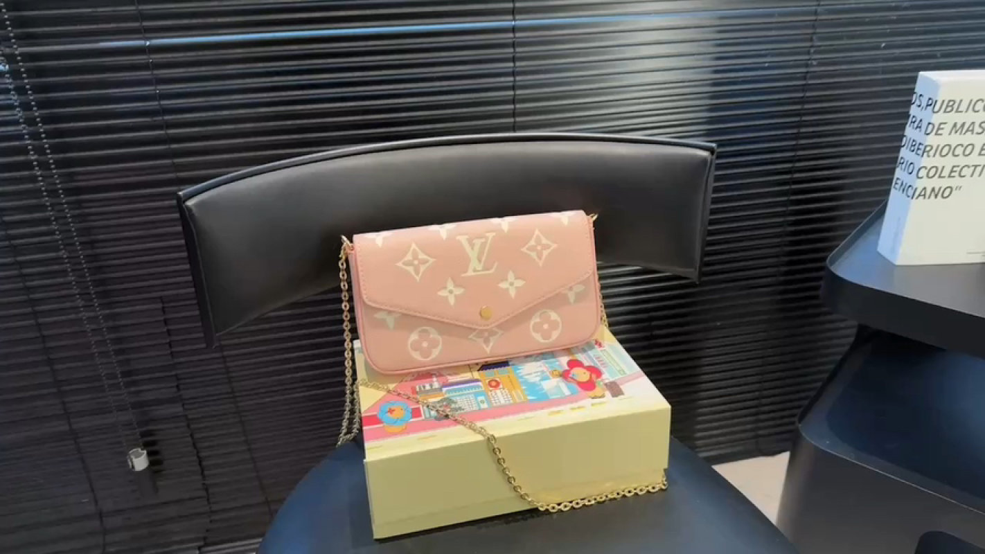 Louis Vuitton Monogram Empreinte Wallet on Chain - Peach