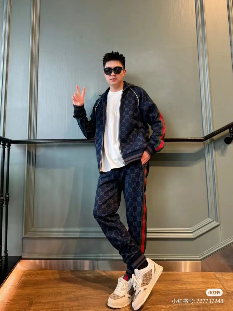 Gucci GG Monogram Track Jacket Navy Red Green view