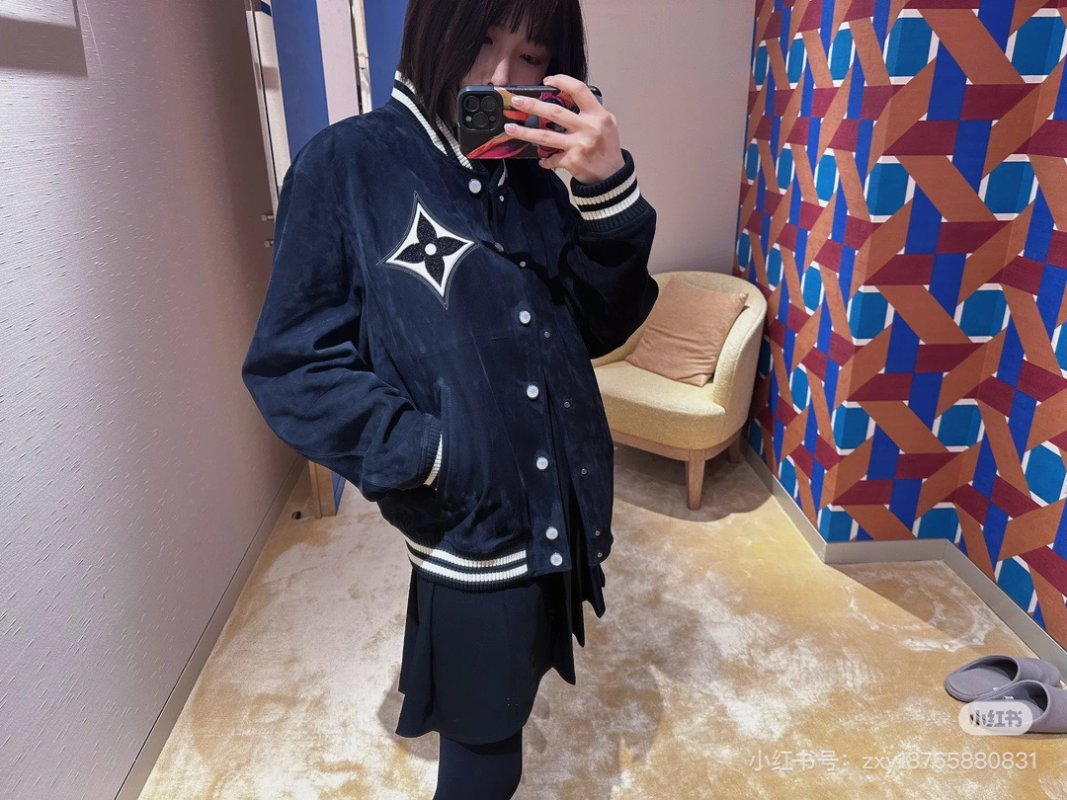 Louis Vuitton Black Wool Varsity Bomber Jacket view
