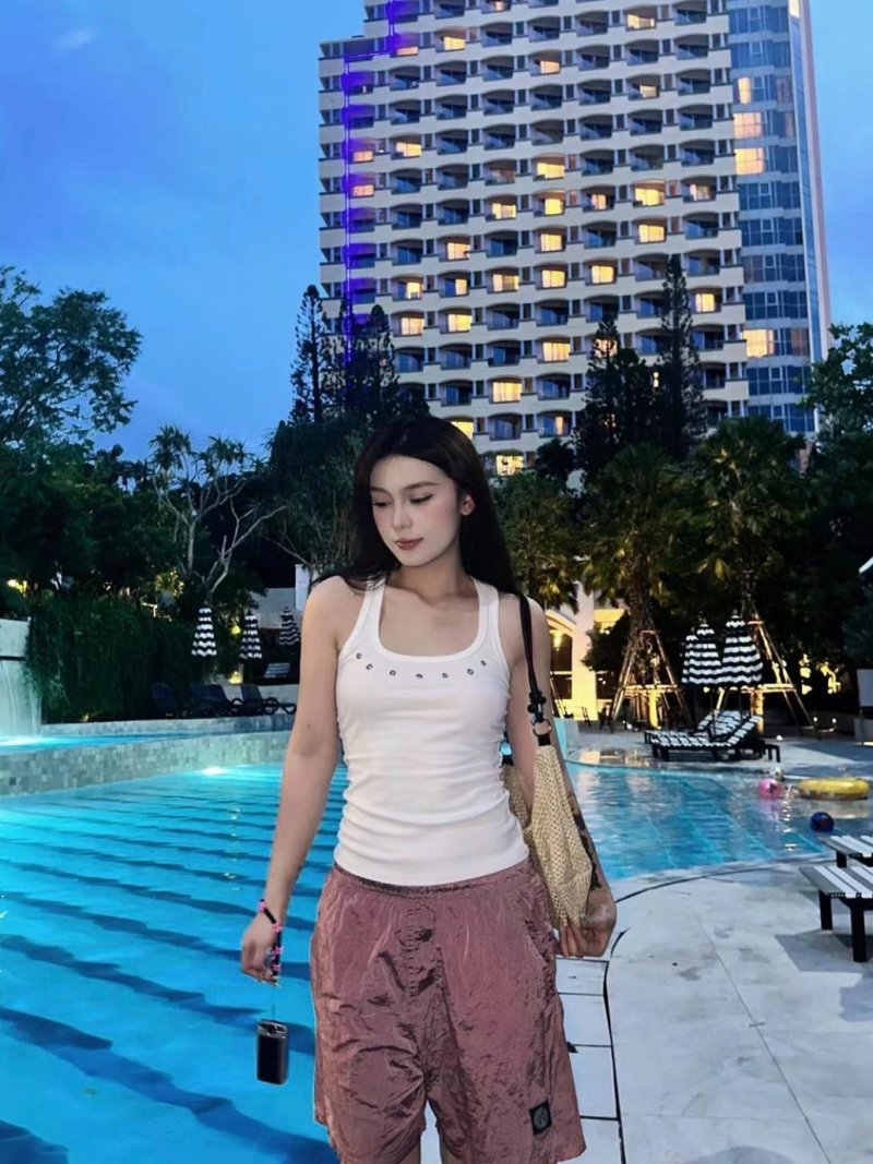 Stone Island Pink Nylon Shorts view