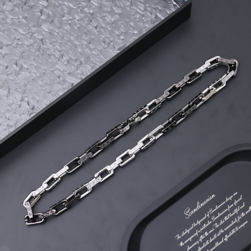 Louis Vuitton Monogram Chain Necklace Silver view