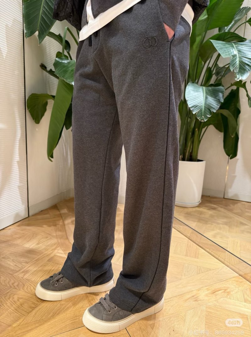Dior CD Logo Charcoal Grey Wool Blend Jeans