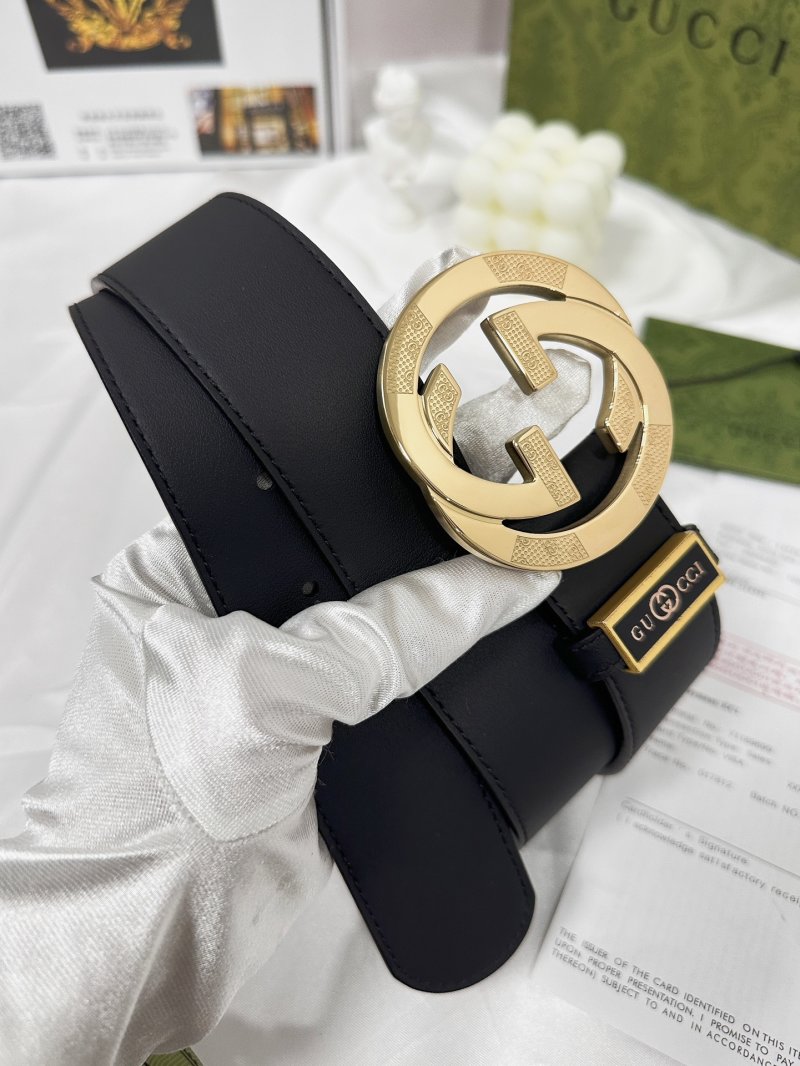 Gucci GG Marmont Black Leather Belt Gold Buckle