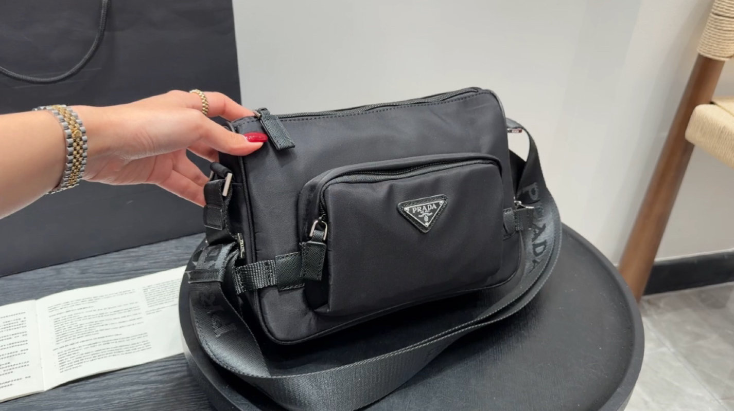Prada Black Nylon Crossbody Messenger Bag