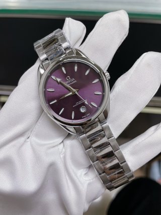 Omega Seamaster 34mm Purple Dial Automatic Watch