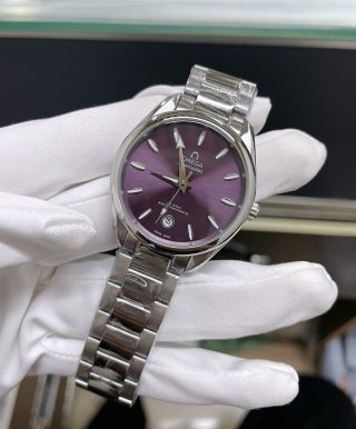 Omega Seamaster 34mm Purple Dial Automatic Watch view 3