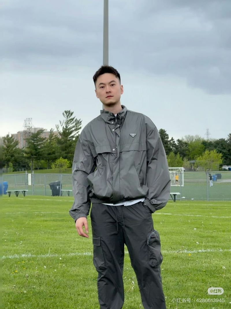 Prada Grey Technical Nylon Windbreaker Jacket