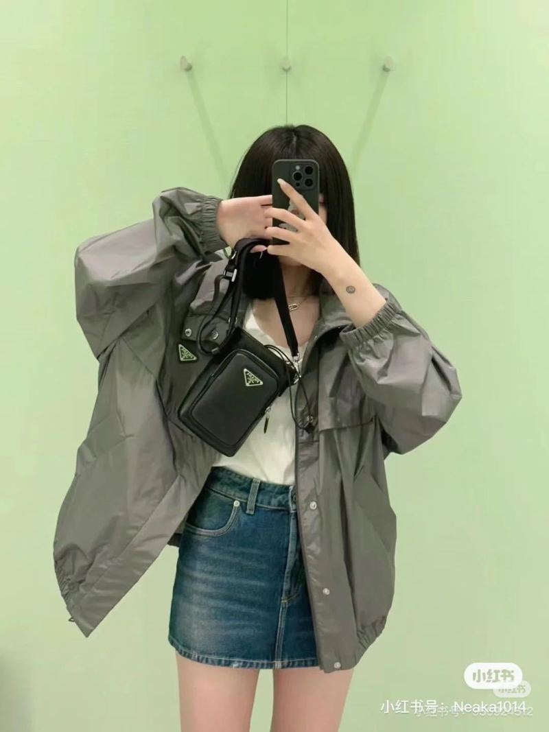 Prada Grey Technical Nylon Windbreaker Jacket view