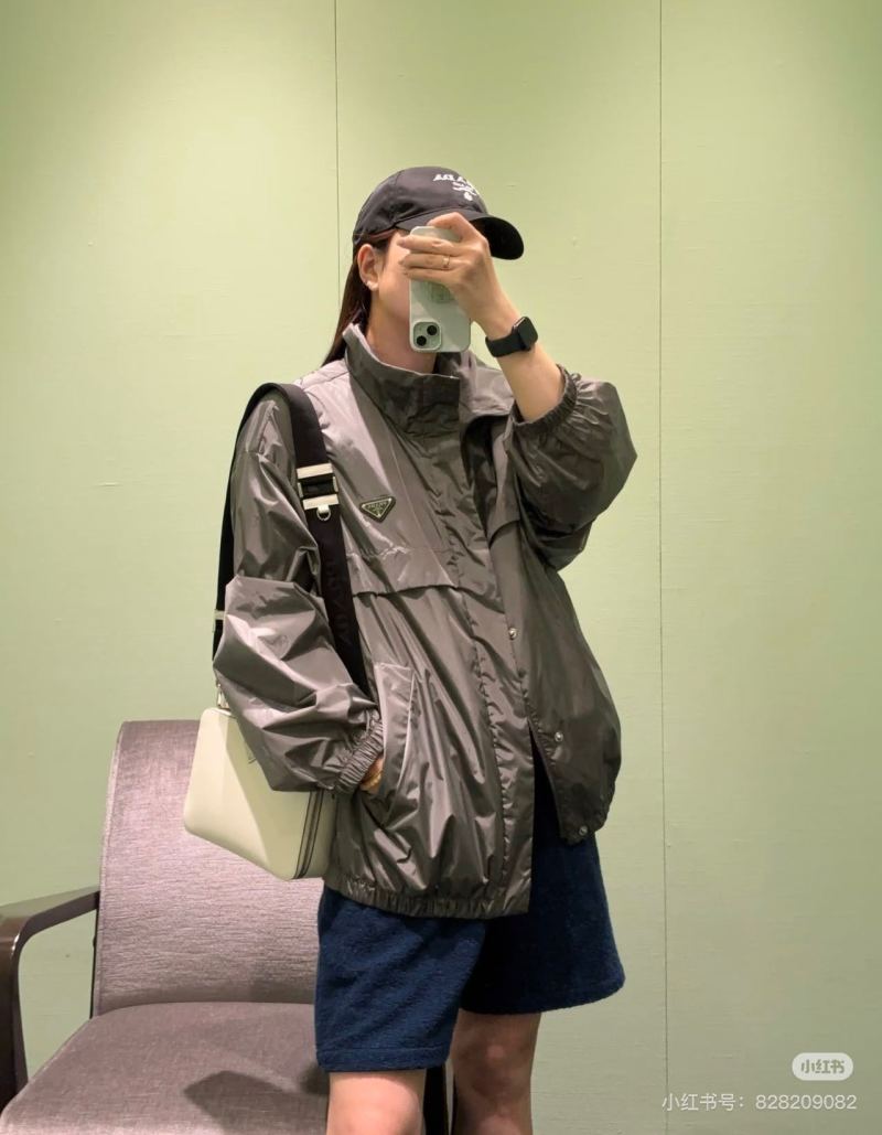 Prada Grey Technical Nylon Windbreaker Jacket view
