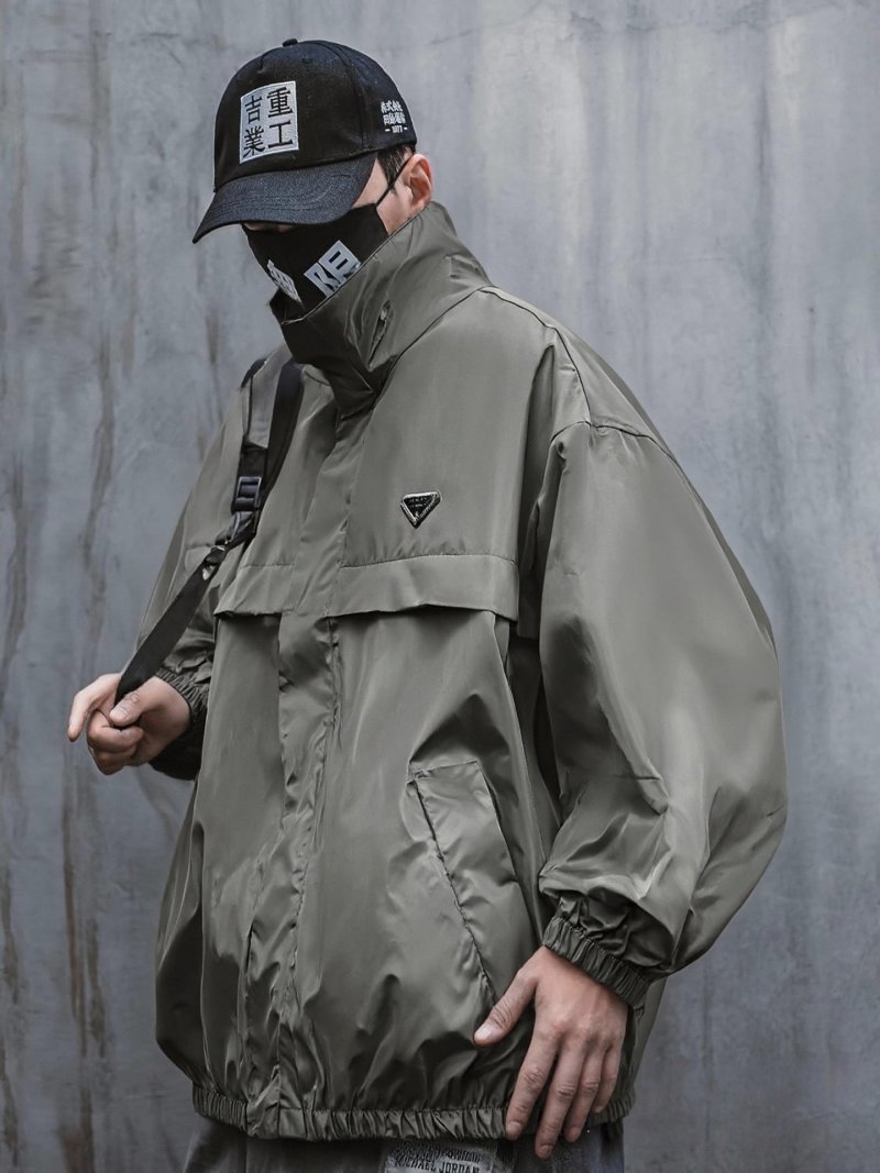Prada Grey Technical Nylon Windbreaker Jacket view