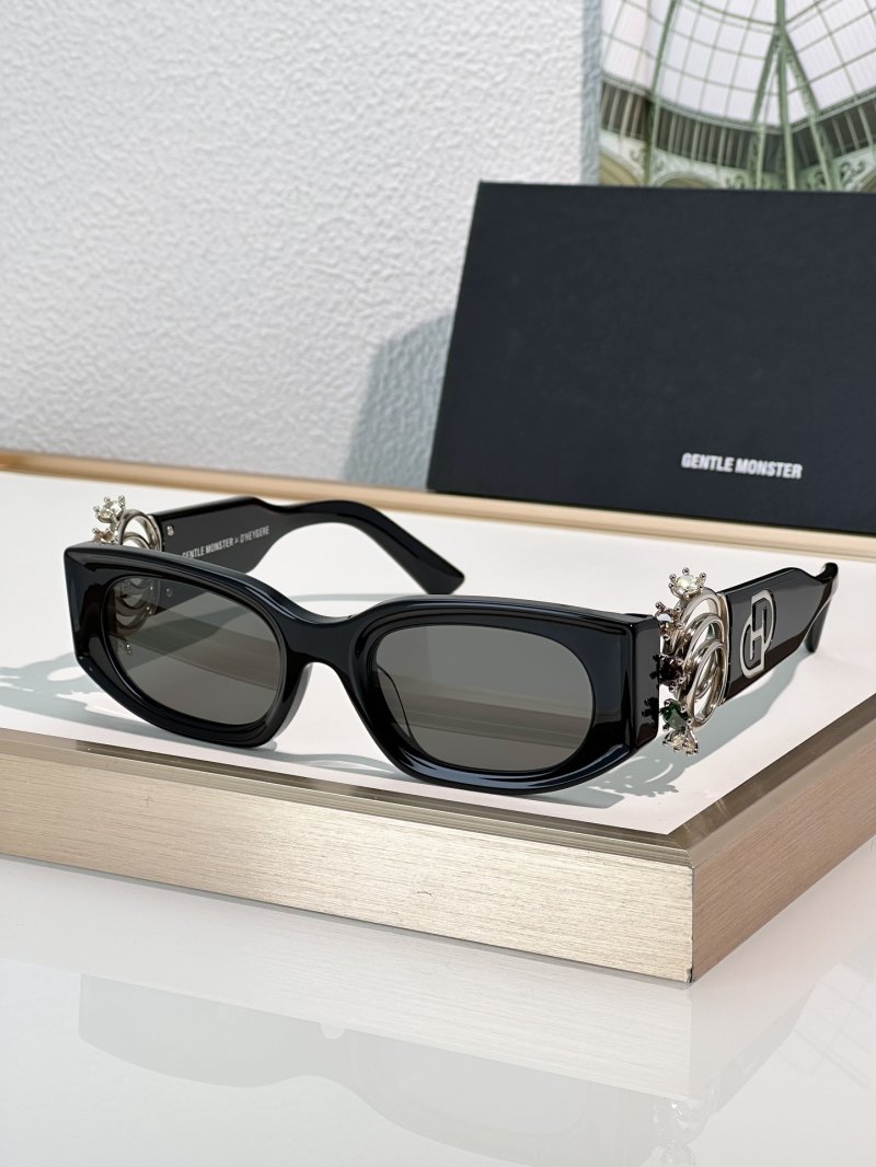 Gentle Monster Black & Gold Ornate Sunglasses view
