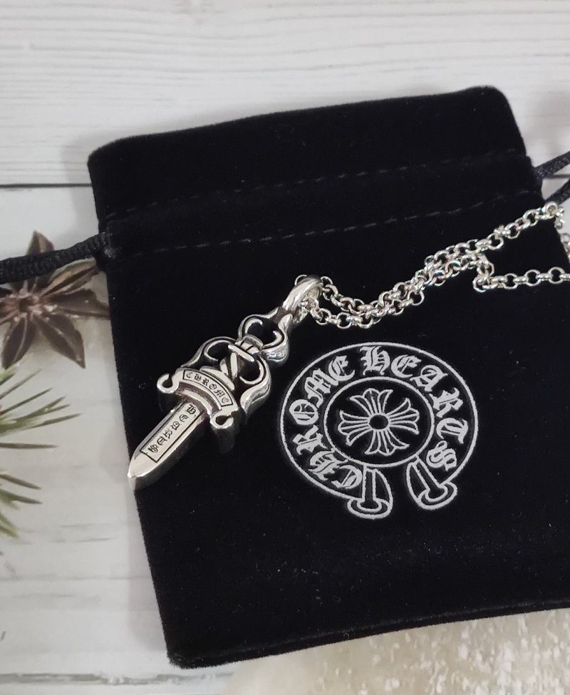 Chrome Hearts Classic Dagger Pendant Silver Chain Necklace view
