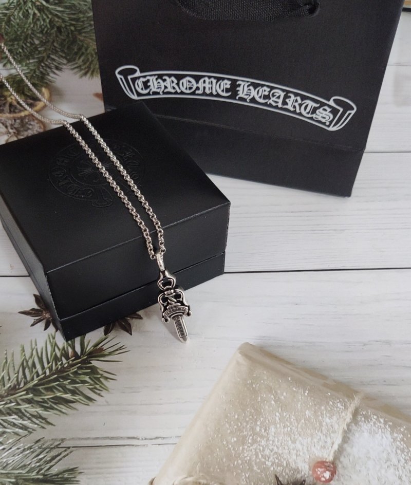 Chrome Hearts Classic Dagger Pendant Silver Chain Necklace view