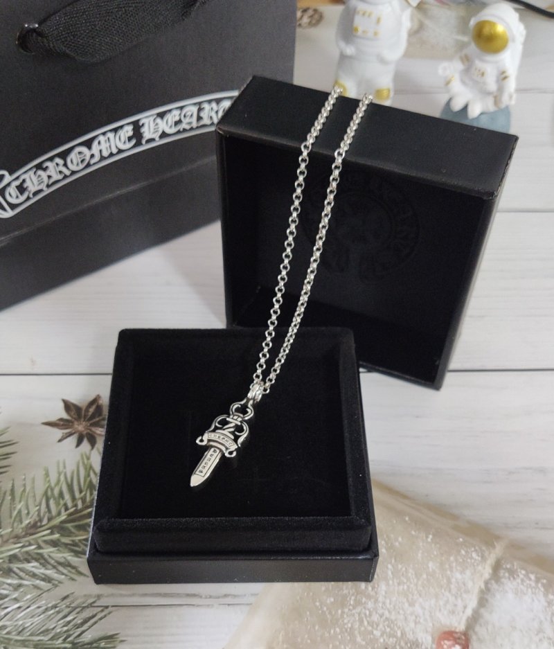 Chrome Hearts Classic Dagger Pendant Silver Chain Necklace view