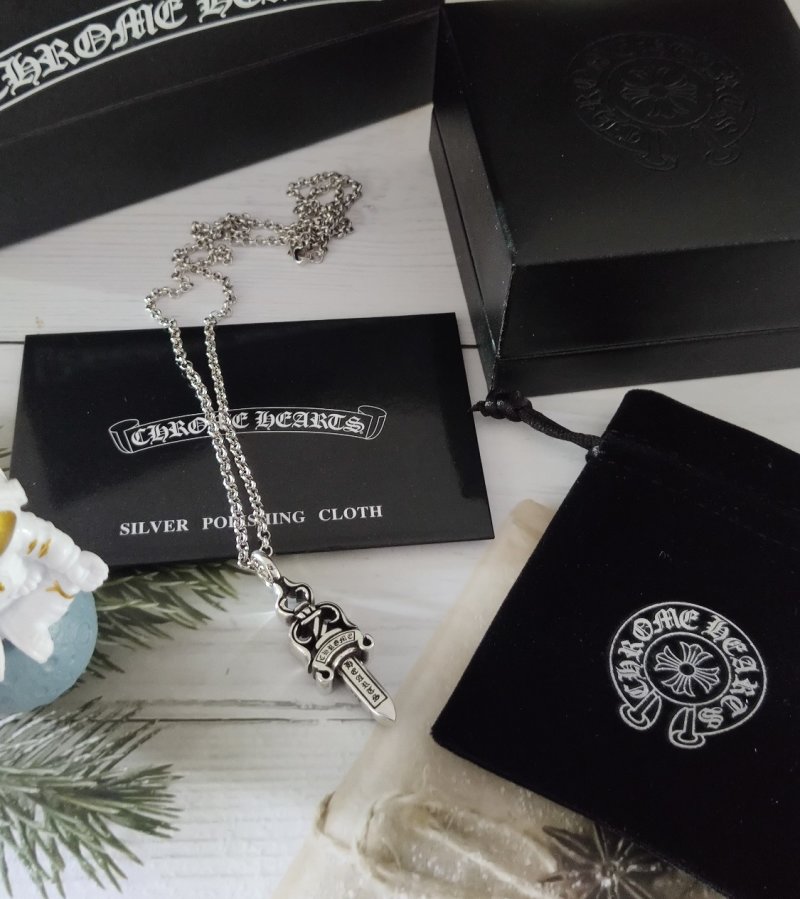 Chrome Hearts Classic Dagger Pendant Silver Chain Necklace view