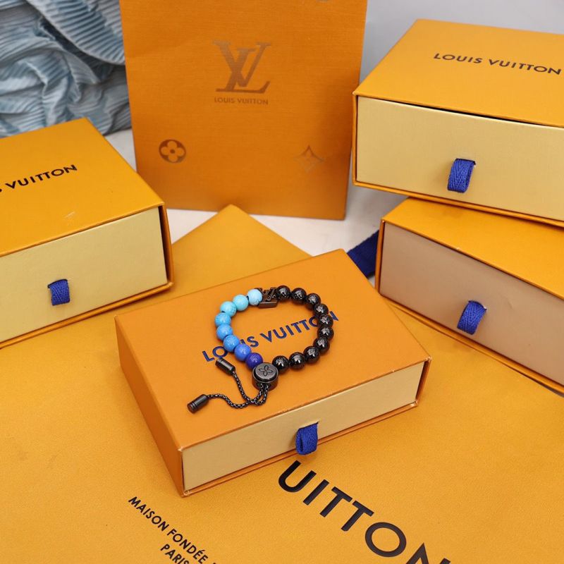 Louis Vuitton Monogram Beads Gradient Blue Adjustable Bracelet