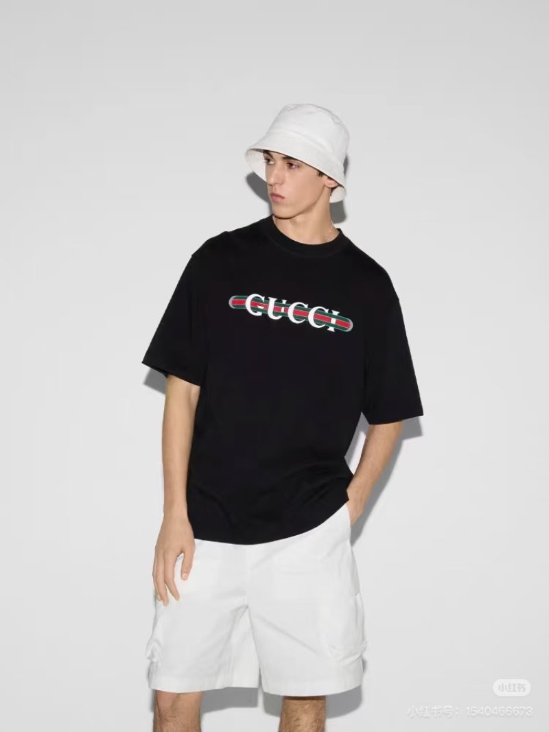 Gucci Logo Embroidered Black T-Shirt view
